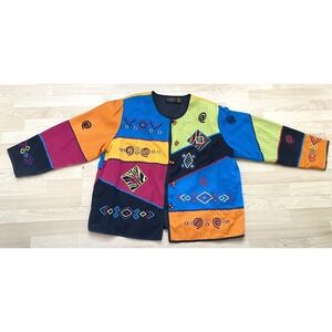 Allure Women's 2X Blazer Jacket Artsy Teacher Core Cotton Blend Art Deco